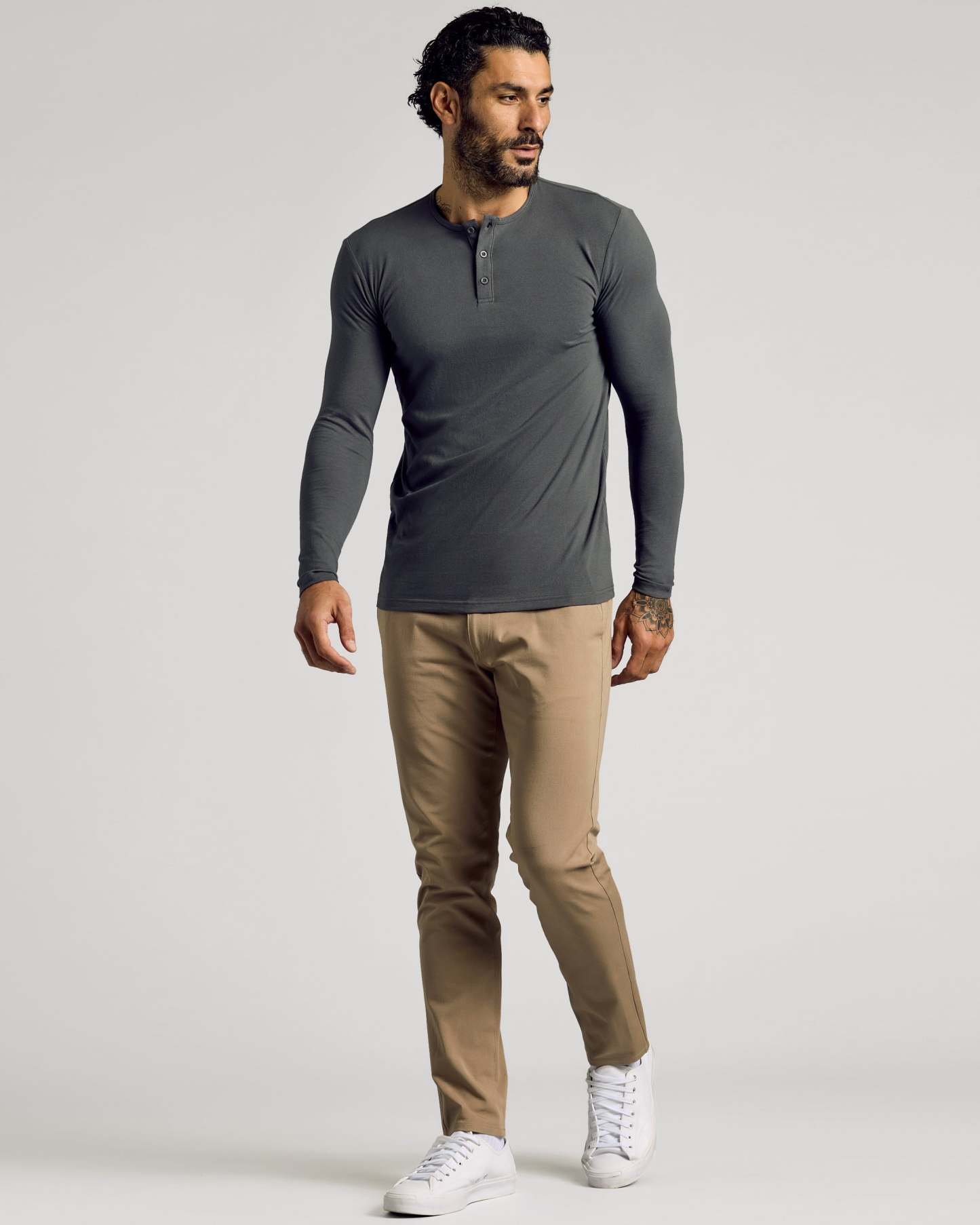 Carbon Long Sleeve Tall Classic Henley-VibeCloset