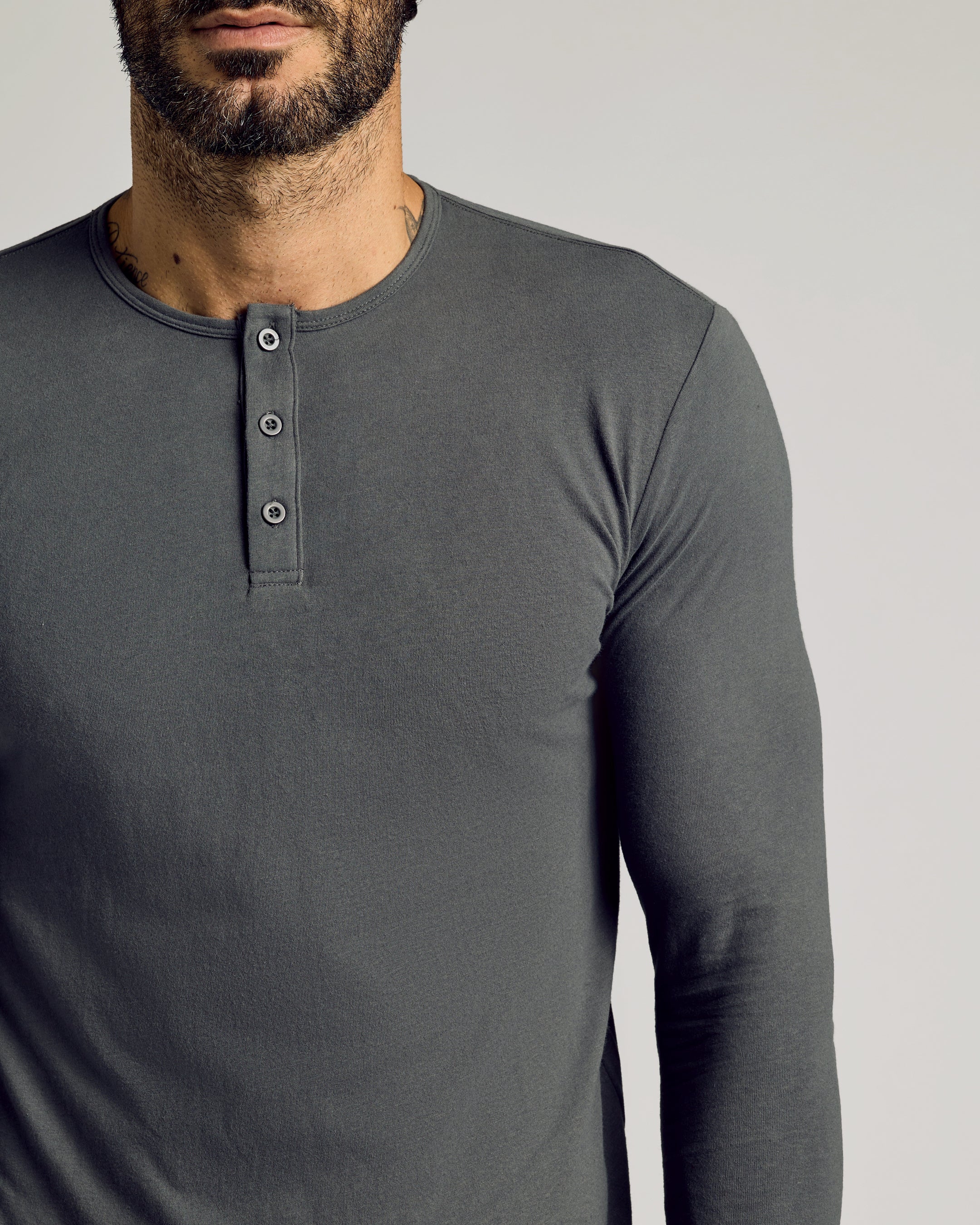 Carbon Long Sleeve Tall Classic Henley-VibeCloset