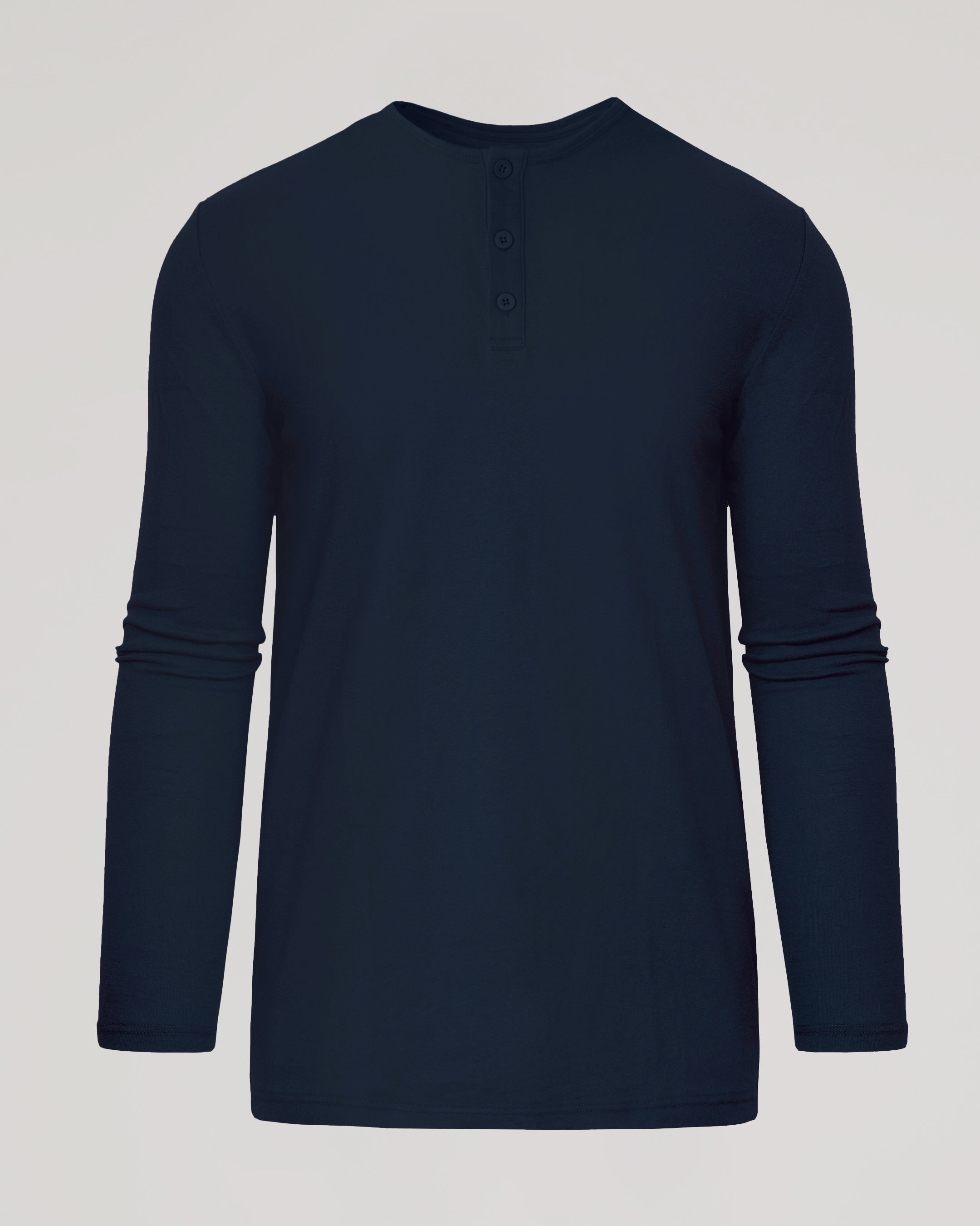 Navy Long Sleeve Tall Classic Henley-VibeCloset