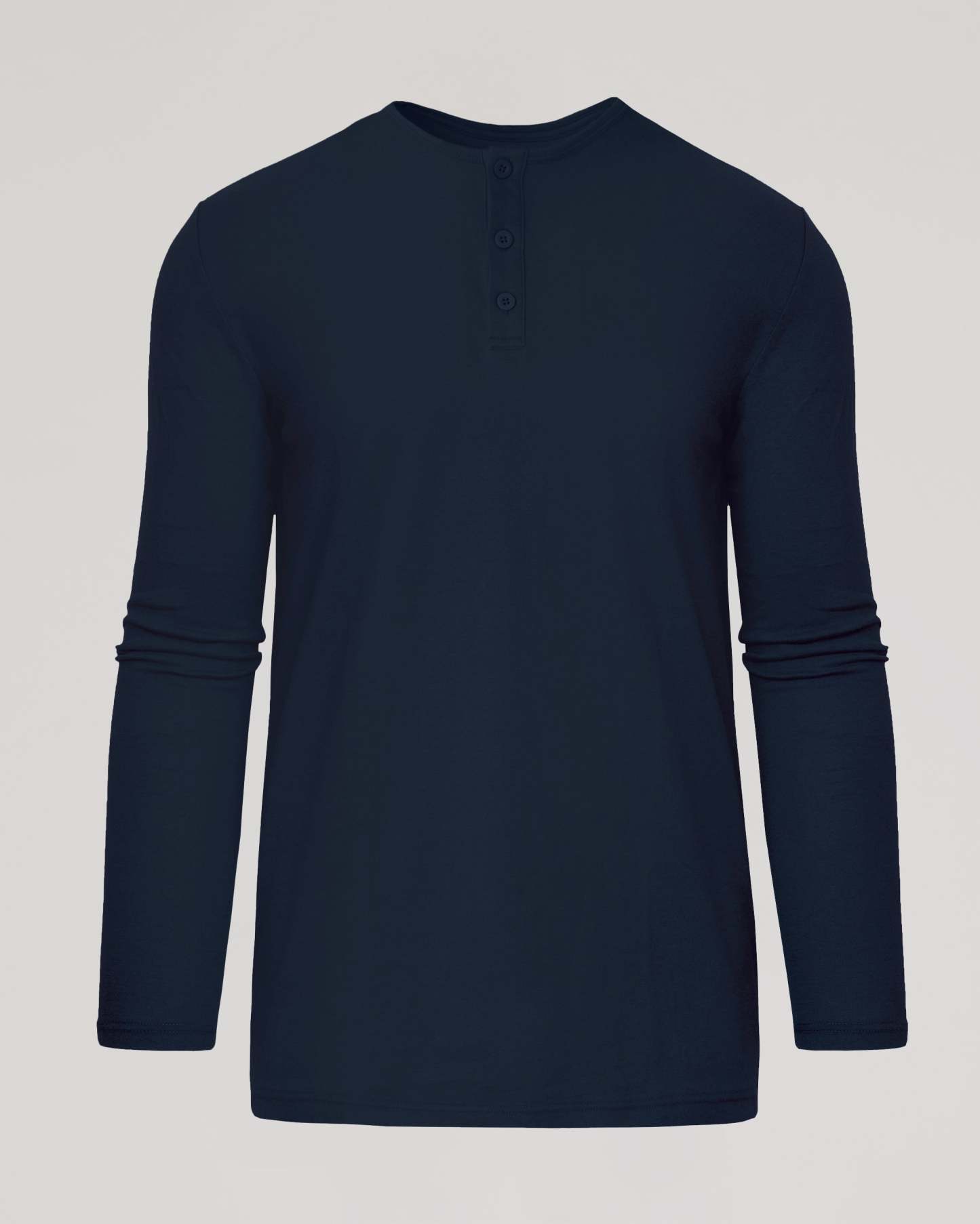 Navy Long Sleeve Tall Classic Henley-VibeCloset