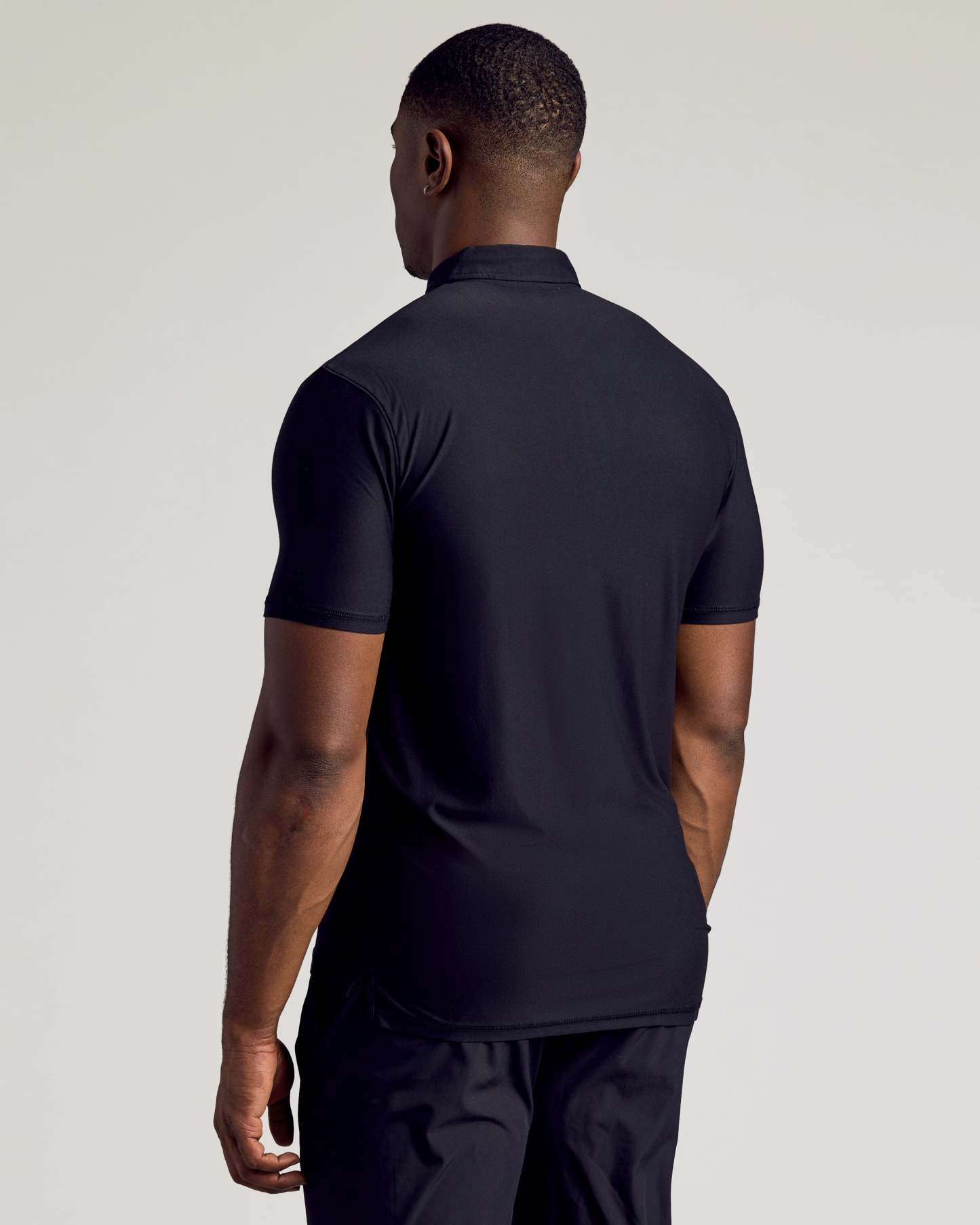 Black Short Sleeve Tall Active Polo-VibeCloset