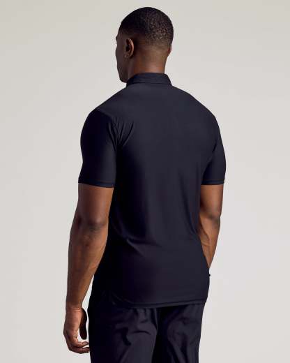 Black Short Sleeve Tall Active Polo-VibeCloset