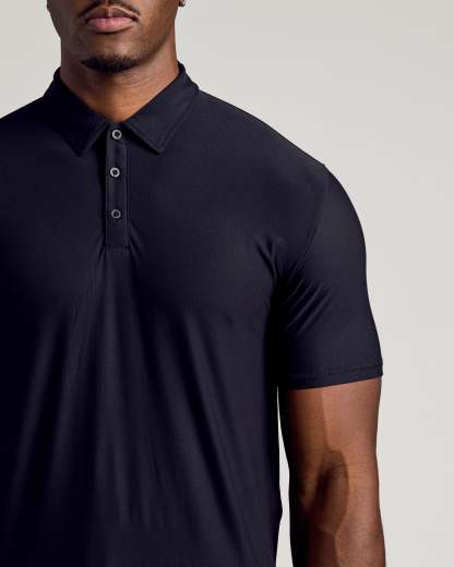 Black Short Sleeve Tall Active Polo-VibeCloset
