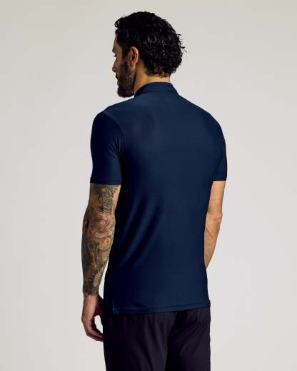 Navy Short Sleeve Tall Active Polo-VibeCloset