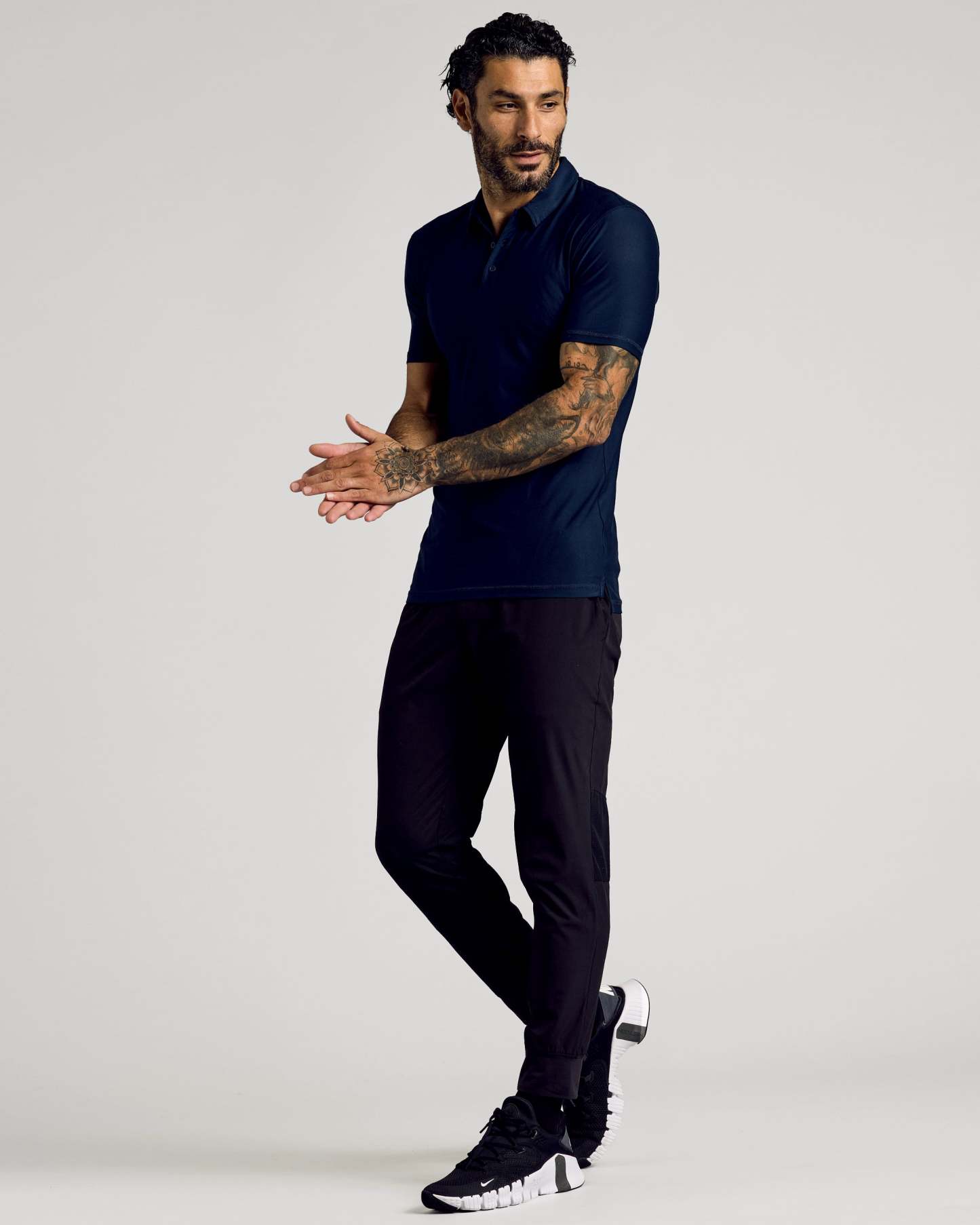 Navy Short Sleeve Tall Active Polo-VibeCloset