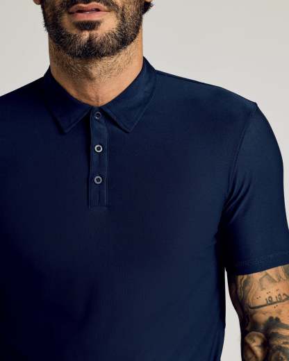 Navy Short Sleeve Tall Active Polo-VibeCloset