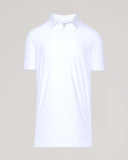 White Short Sleeve Tall Active Polo-VibeCloset