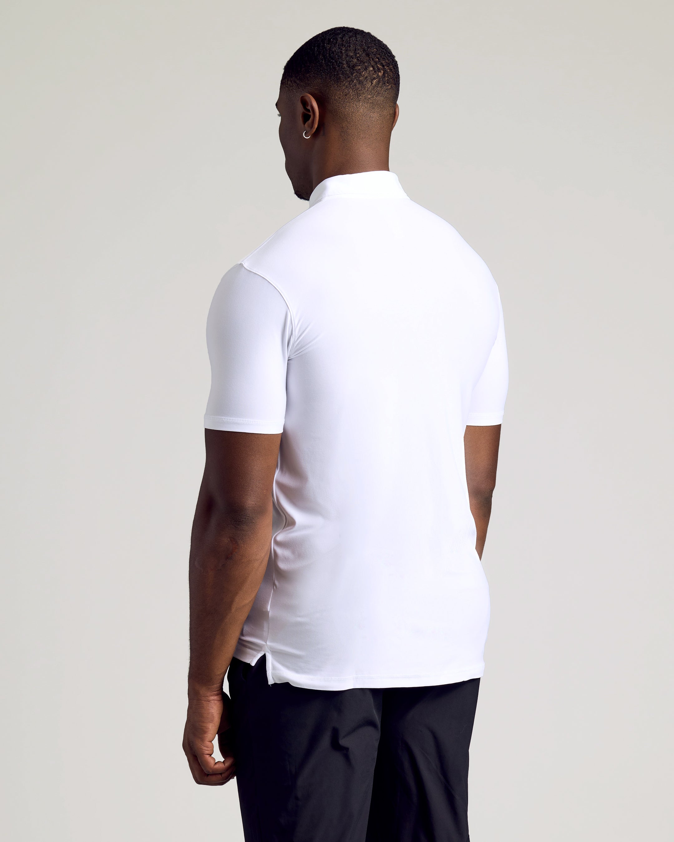 White Short Sleeve Tall Active Polo-VibeCloset