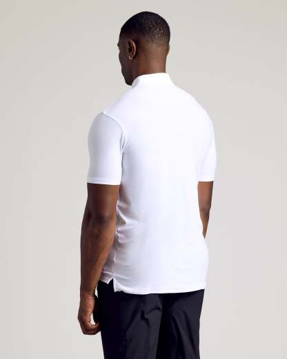 White Short Sleeve Tall Active Polo-VibeCloset
