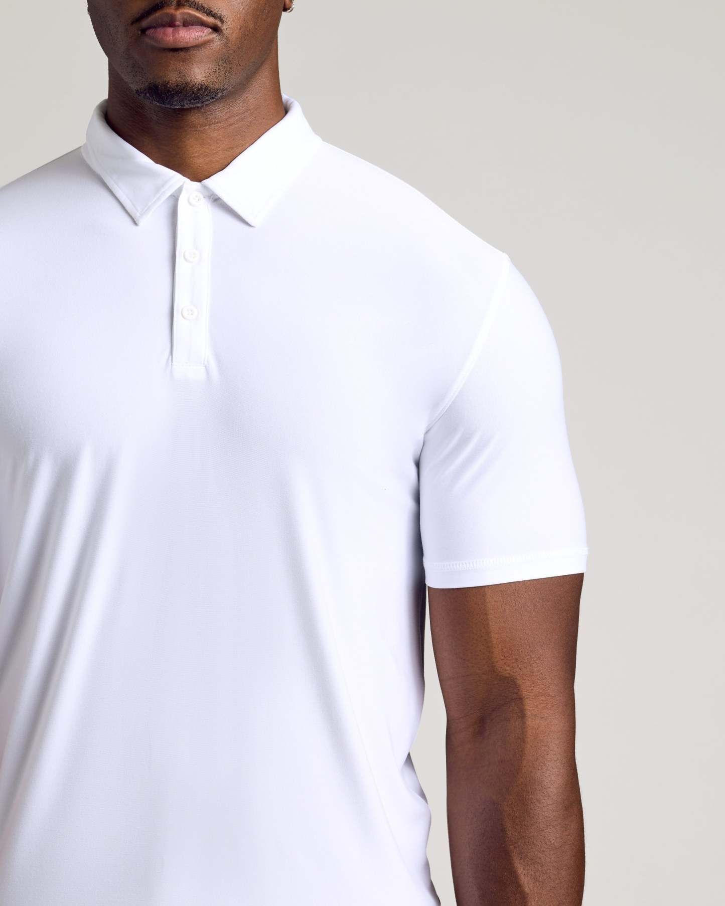 White Short Sleeve Tall Active Polo-VibeCloset