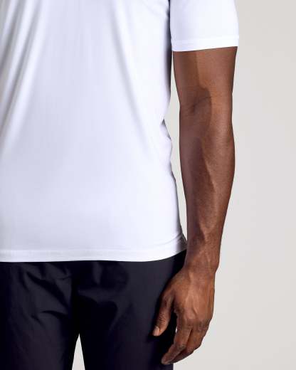 White Short Sleeve Tall Active Polo-VibeCloset
