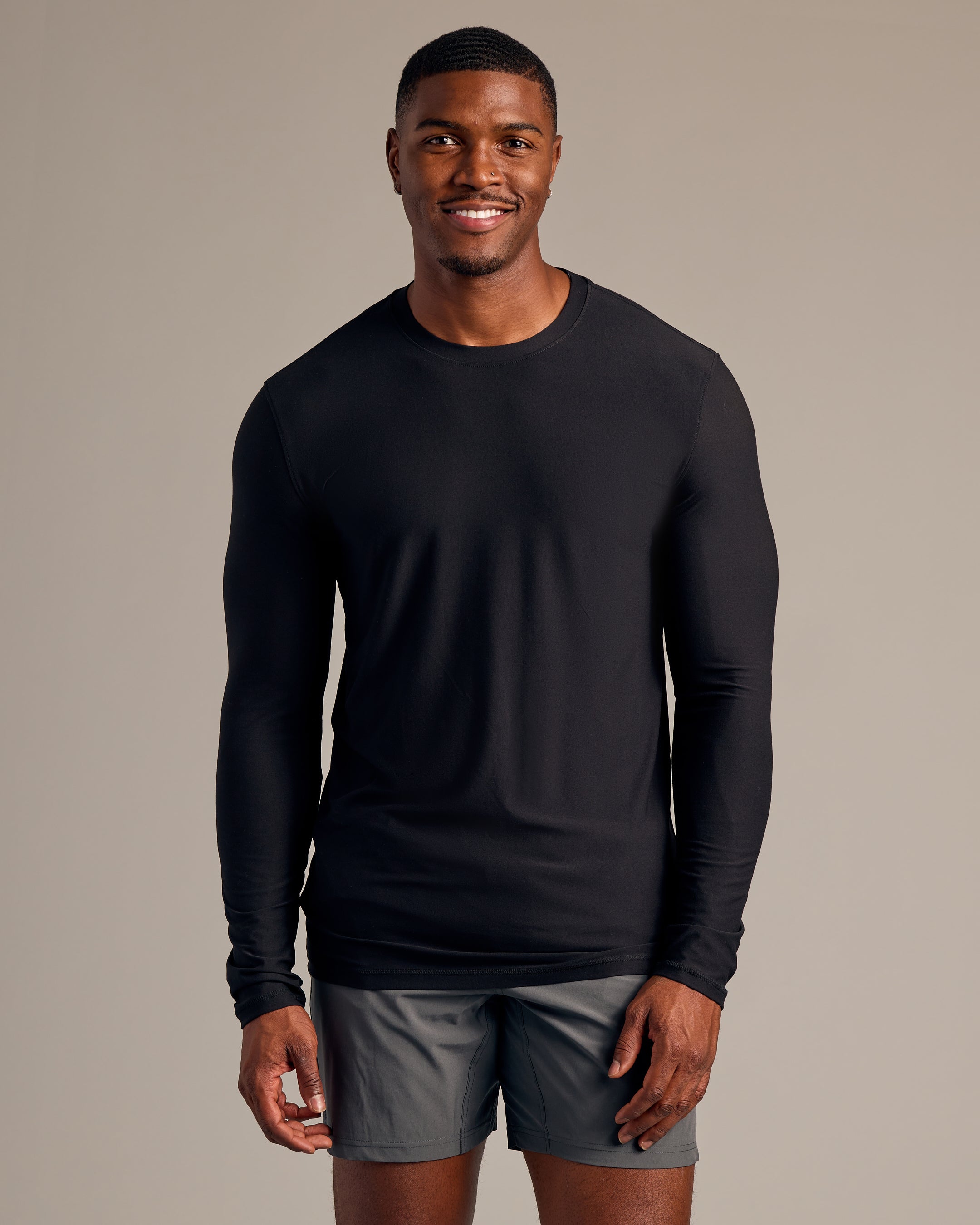 Black Long Sleeve Tall Active Crew-VibeCloset