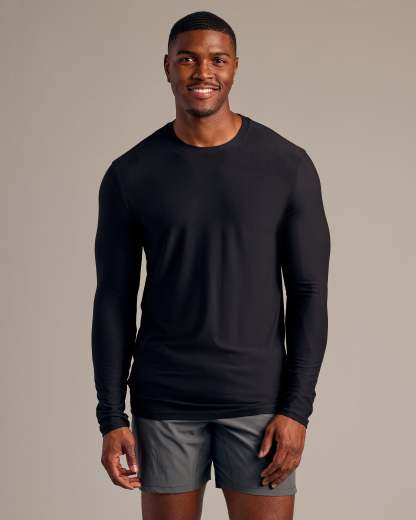 Black Long Sleeve Tall Active Crew-VibeCloset