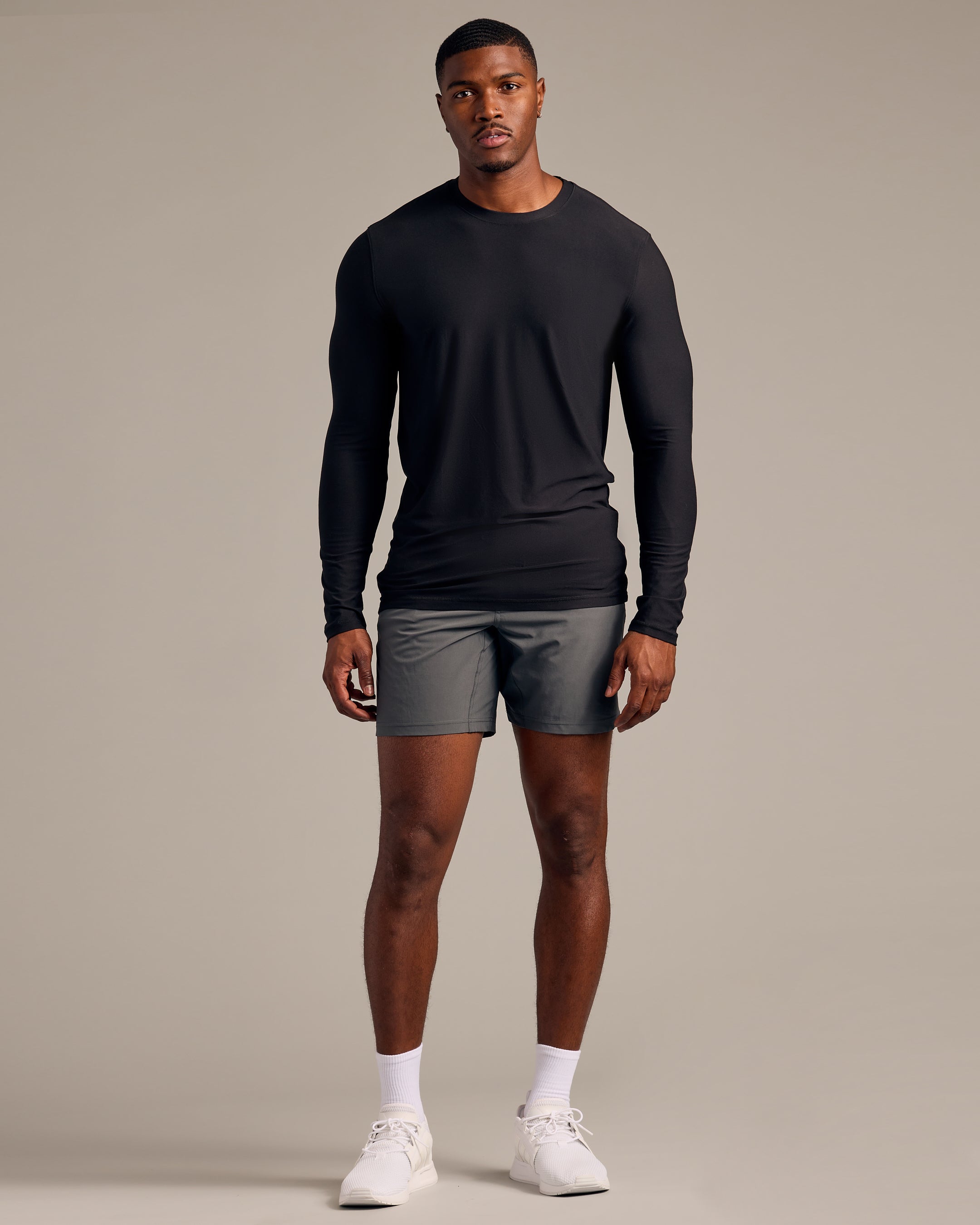 Black Long Sleeve Tall Active Crew-VibeCloset