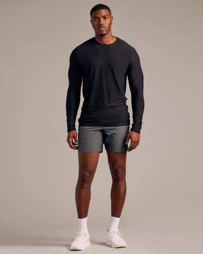 Black Long Sleeve Tall Active Crew-VibeCloset