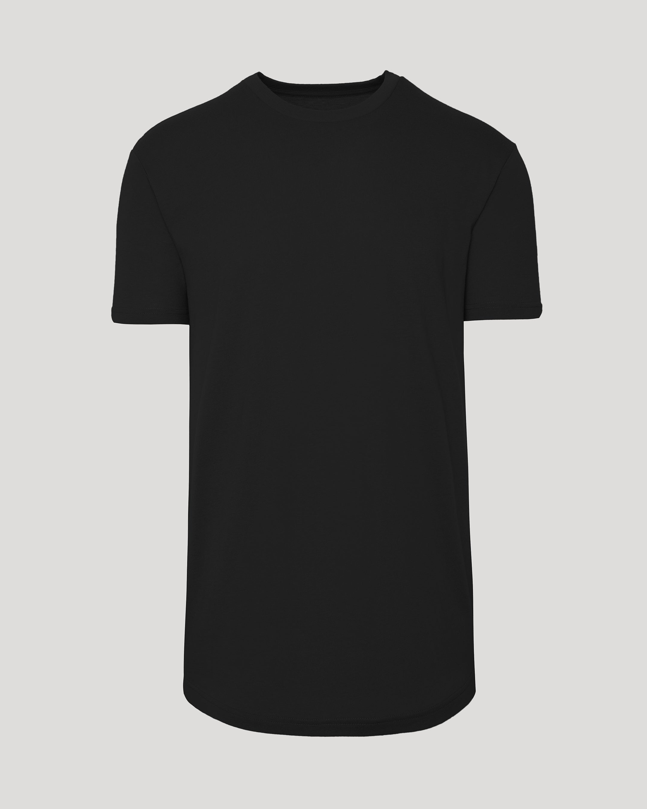 Black Short Sleeve Tall Curved Hem Crew-VibeCloset