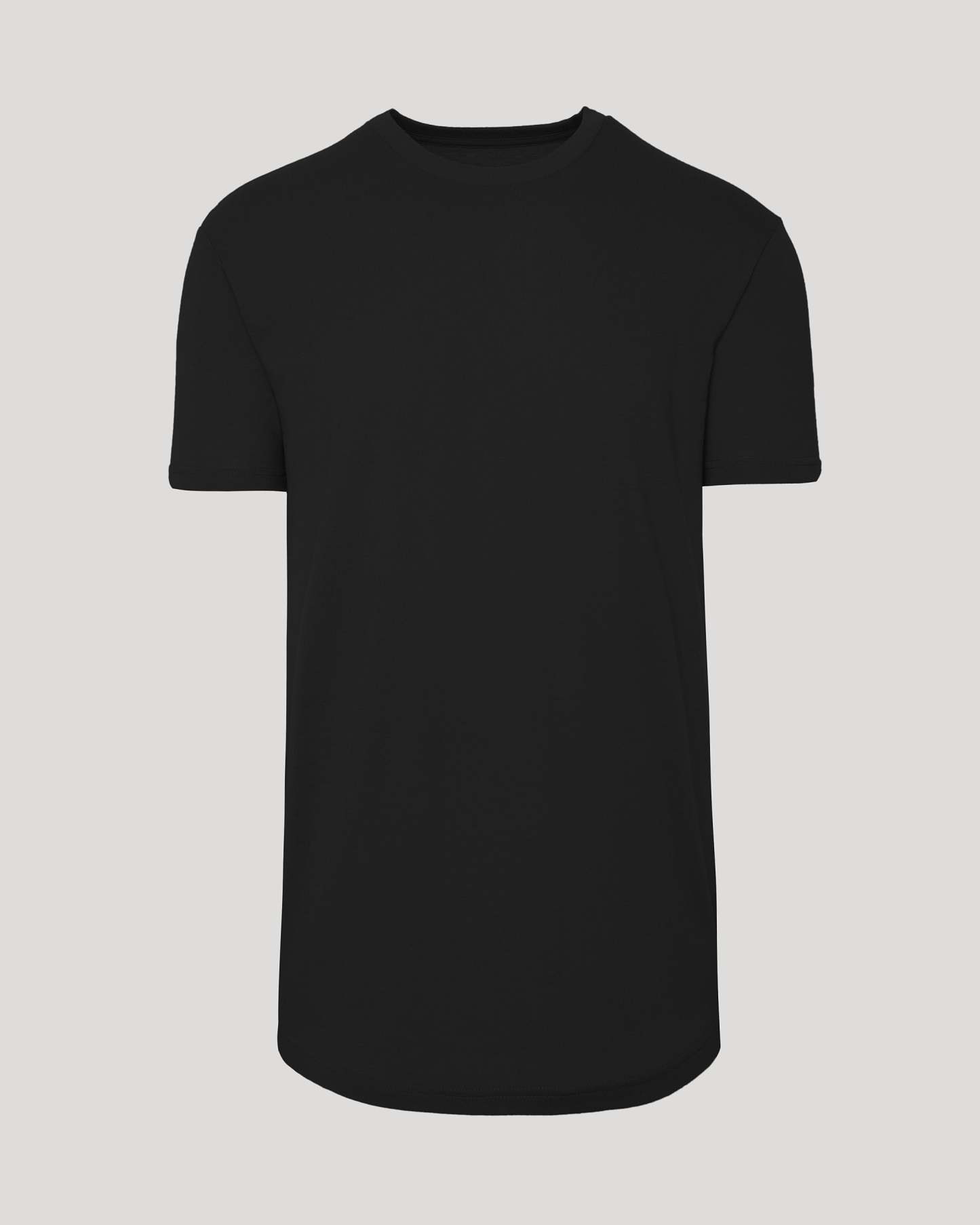 Black Short Sleeve Tall Curved Hem Crew-VibeCloset