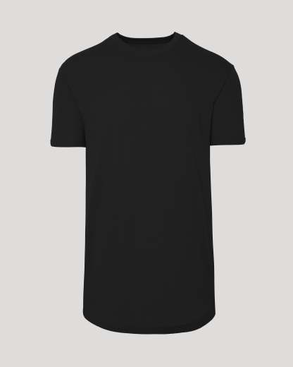 Black Short Sleeve Tall Curved Hem Crew-VibeCloset