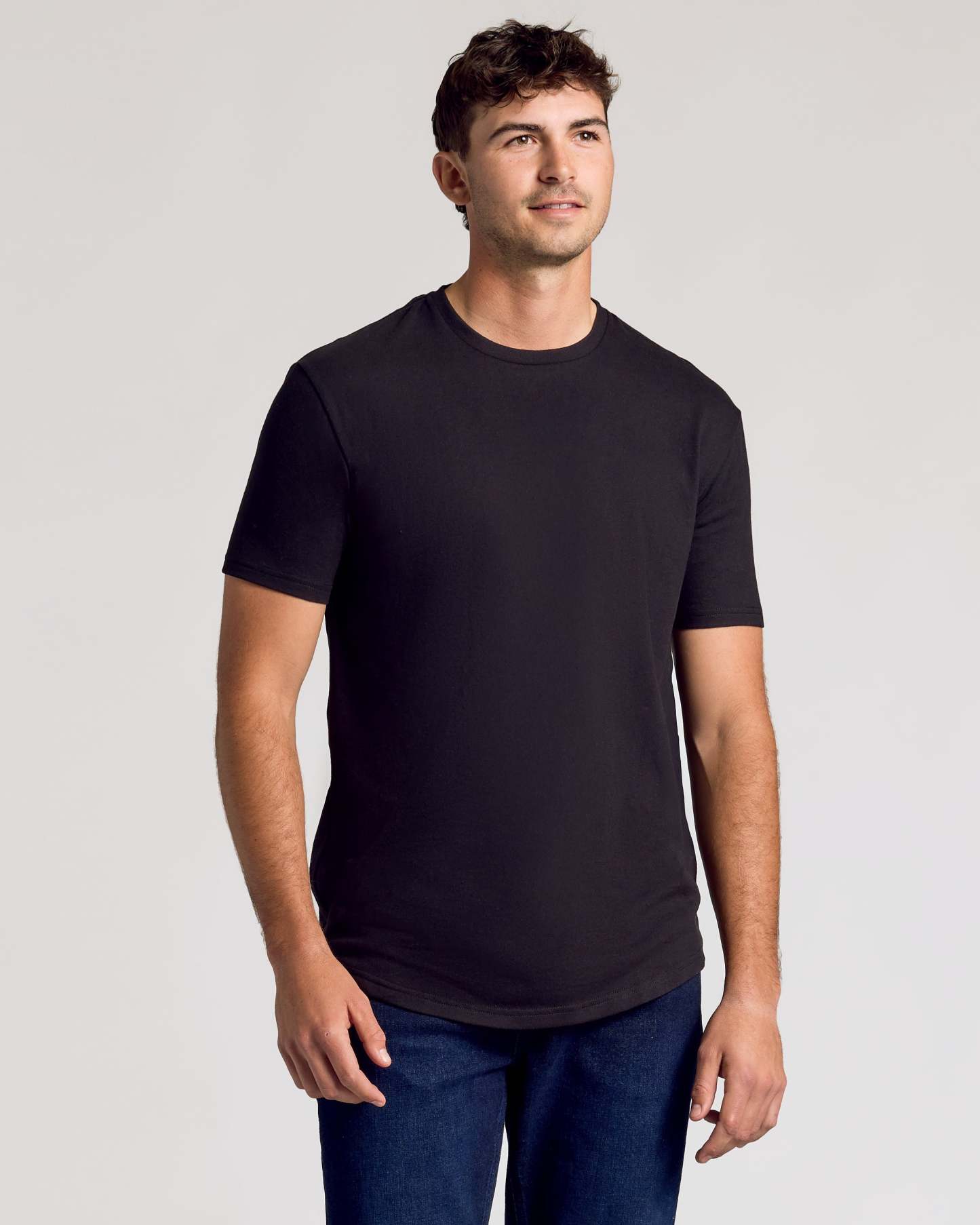 All Black Short Sleeve Tall Curved Hem Crew 6-Pack-VibeCloset