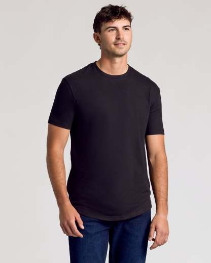 All Black Short Sleeve Tall Curved Hem Crew 6-Pack-VibeCloset