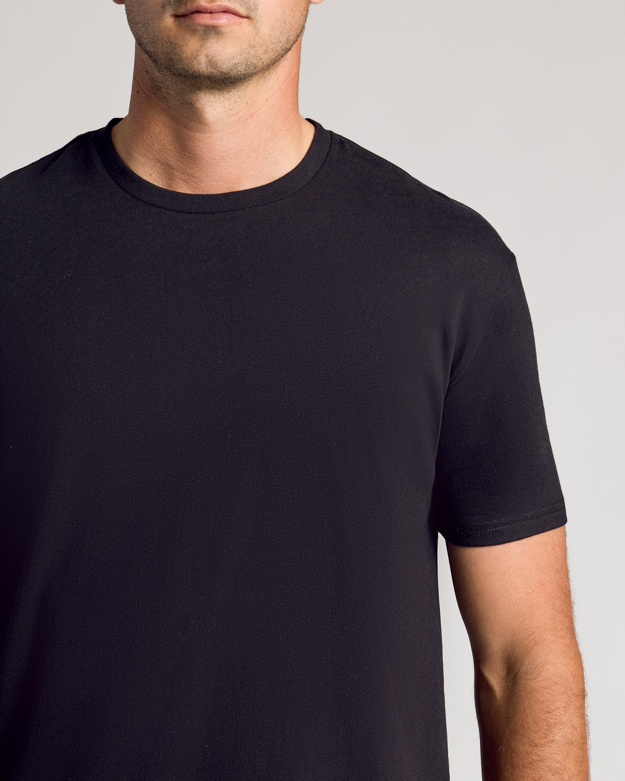 All Black Short Sleeve Tall Curved Hem Crew 6-Pack-VibeCloset