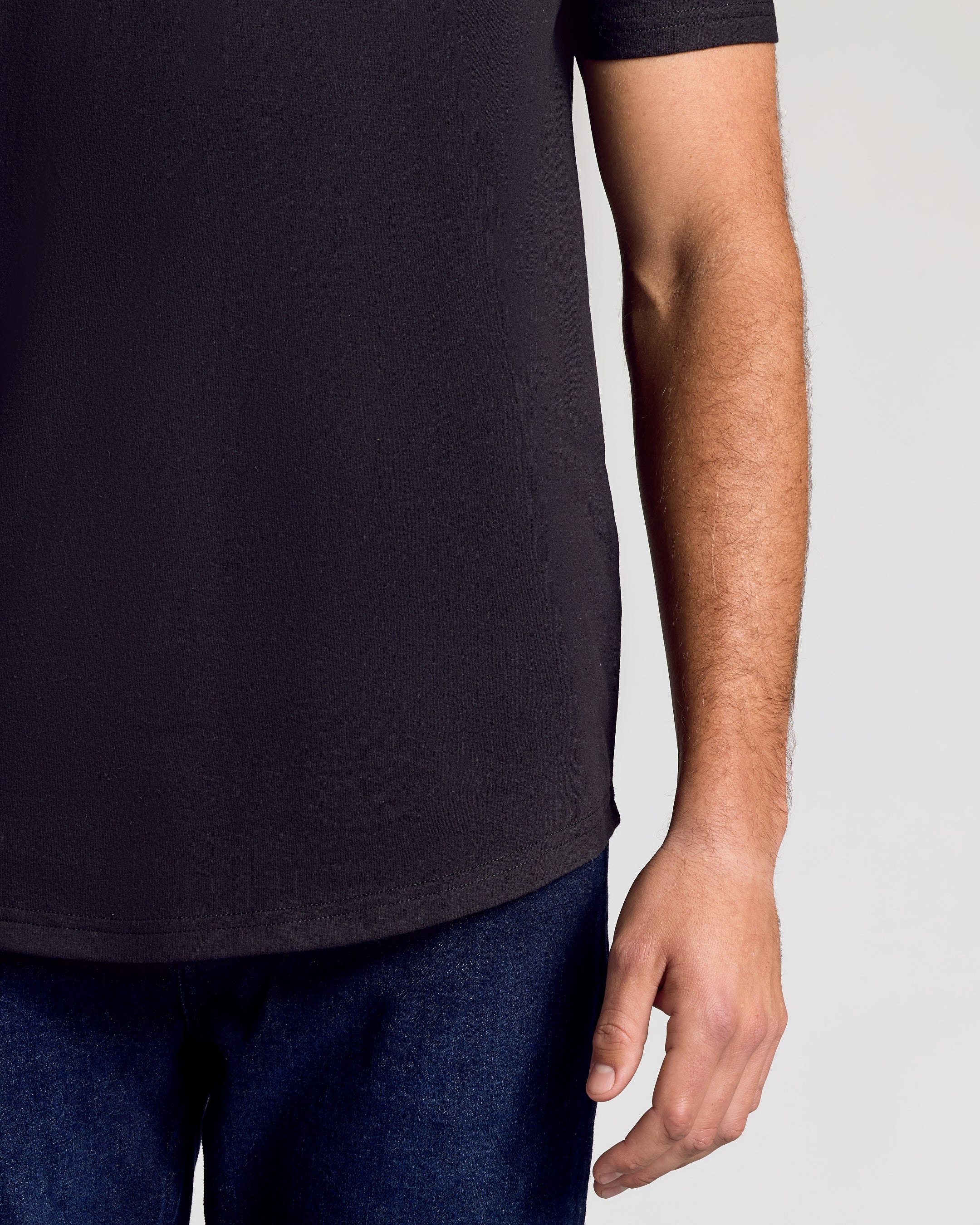 Black Short Sleeve Tall Curved Hem Crew-VibeCloset