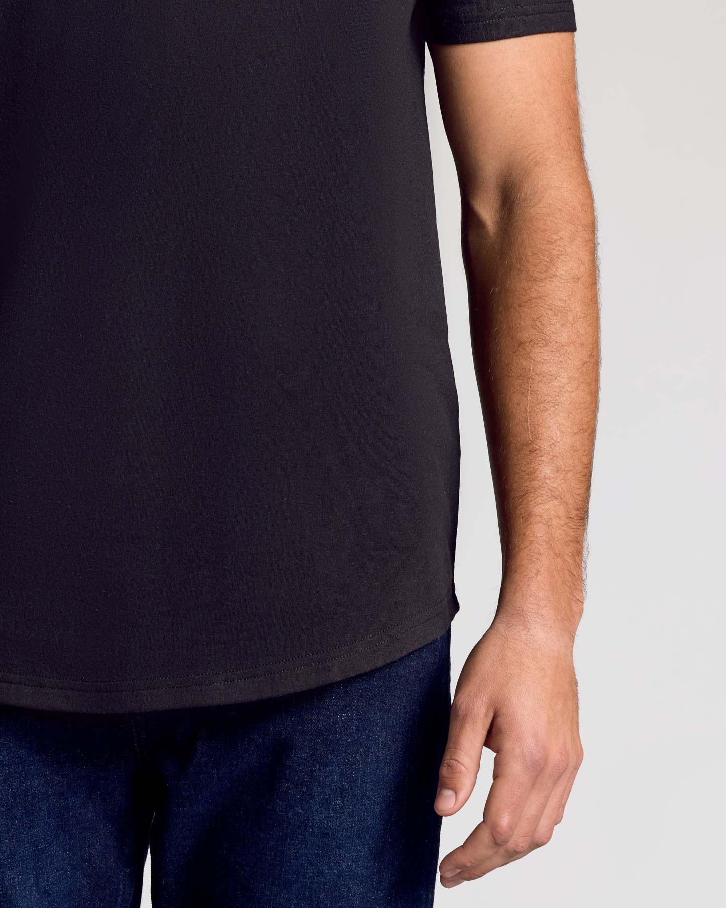 Black Short Sleeve Tall Curved Hem Crew-VibeCloset