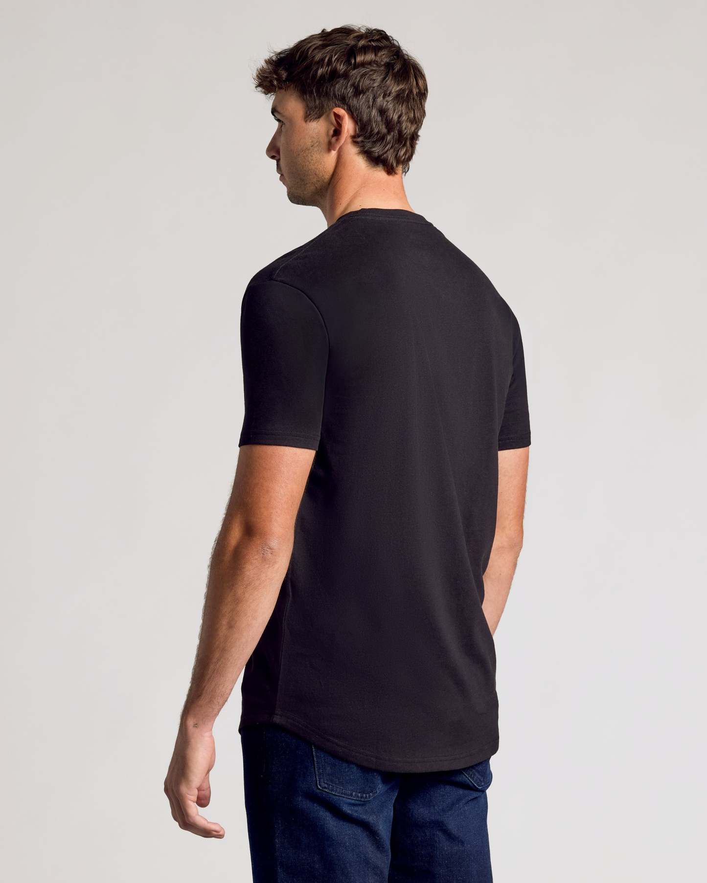 All Black Short Sleeve Tall Curved Hem Crew 6-Pack-VibeCloset