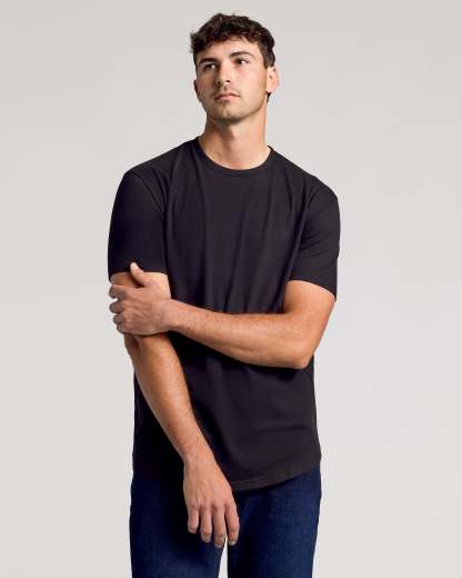All Black Short Sleeve Tall Curved Hem Crew 6-Pack-VibeCloset