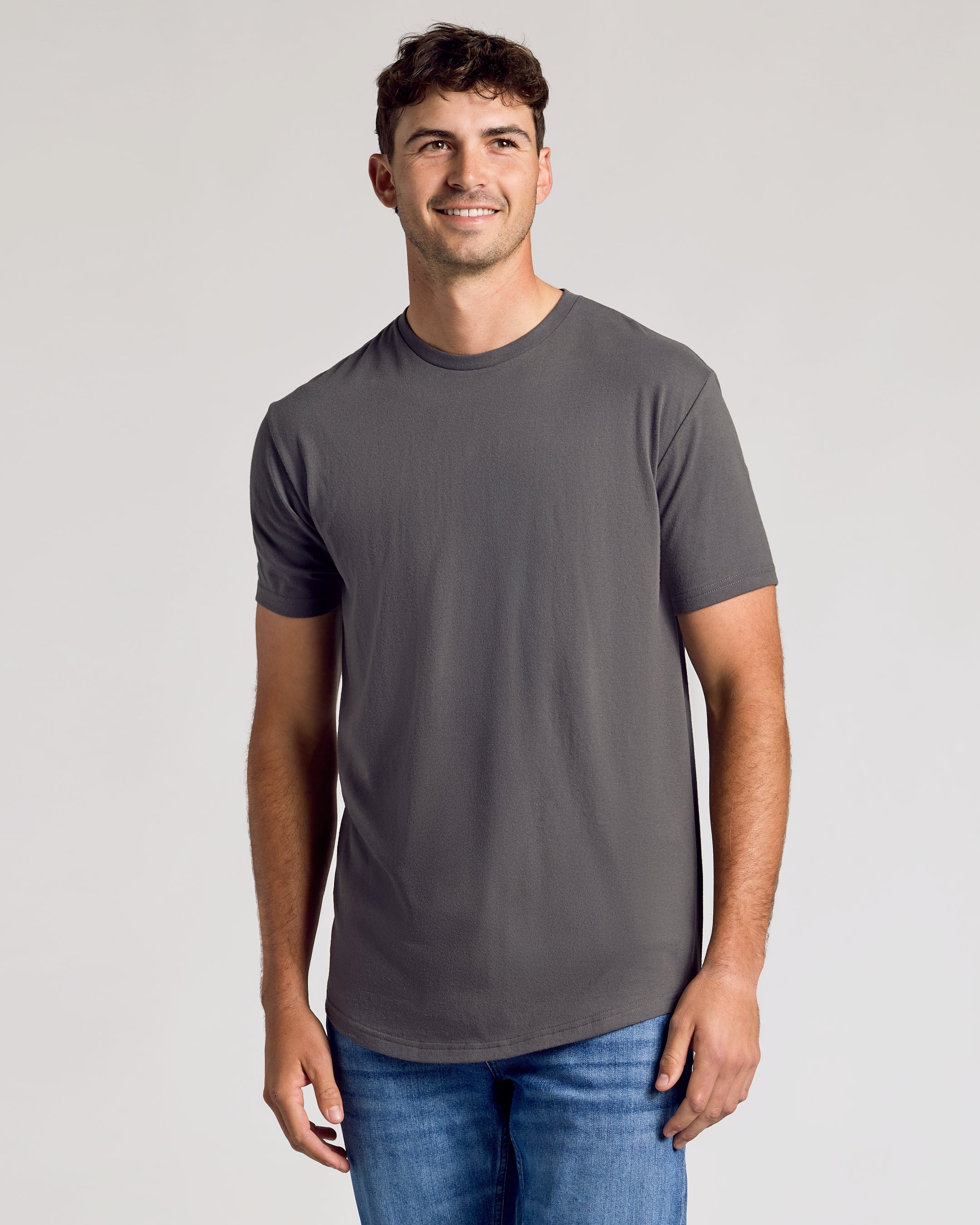 Carbon Short Sleeve Tall Curved Hem Crew-VibeCloset