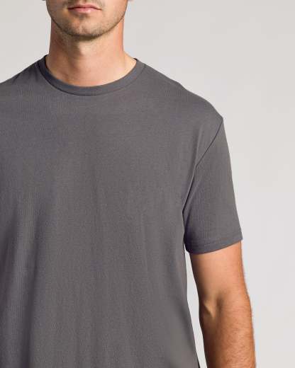 Carbon Short Sleeve Tall Curved Hem Crew-VibeCloset