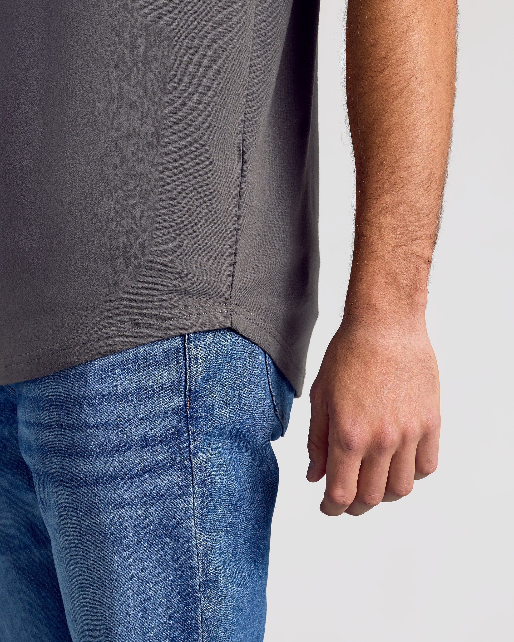 Carbon Short Sleeve Tall Curved Hem Crew-VibeCloset