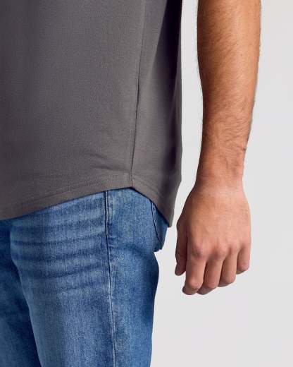 Carbon Short Sleeve Tall Curved Hem Crew-VibeCloset