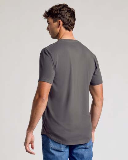 Carbon Short Sleeve Tall Curved Hem Crew-VibeCloset