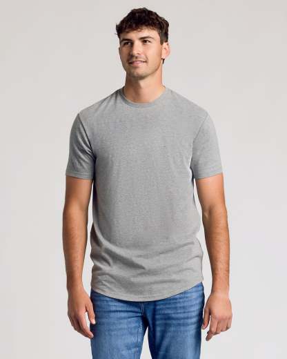 Heather Gray Short Sleeve Tall Curved Hem Crew-VibeCloset