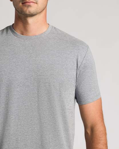 Heather Gray Short Sleeve Tall Curved Hem Crew-VibeCloset