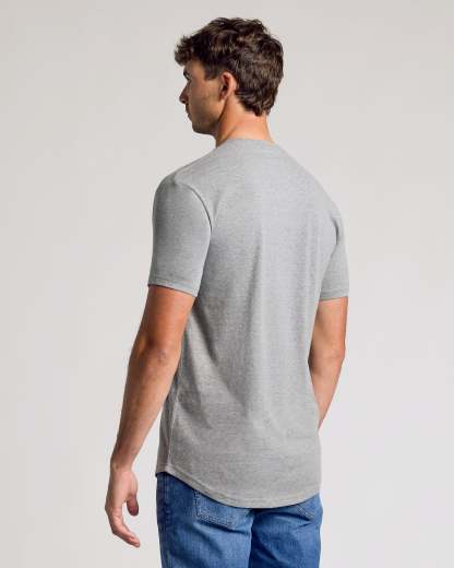 Heather Gray Short Sleeve Tall Curved Hem Crew-VibeCloset