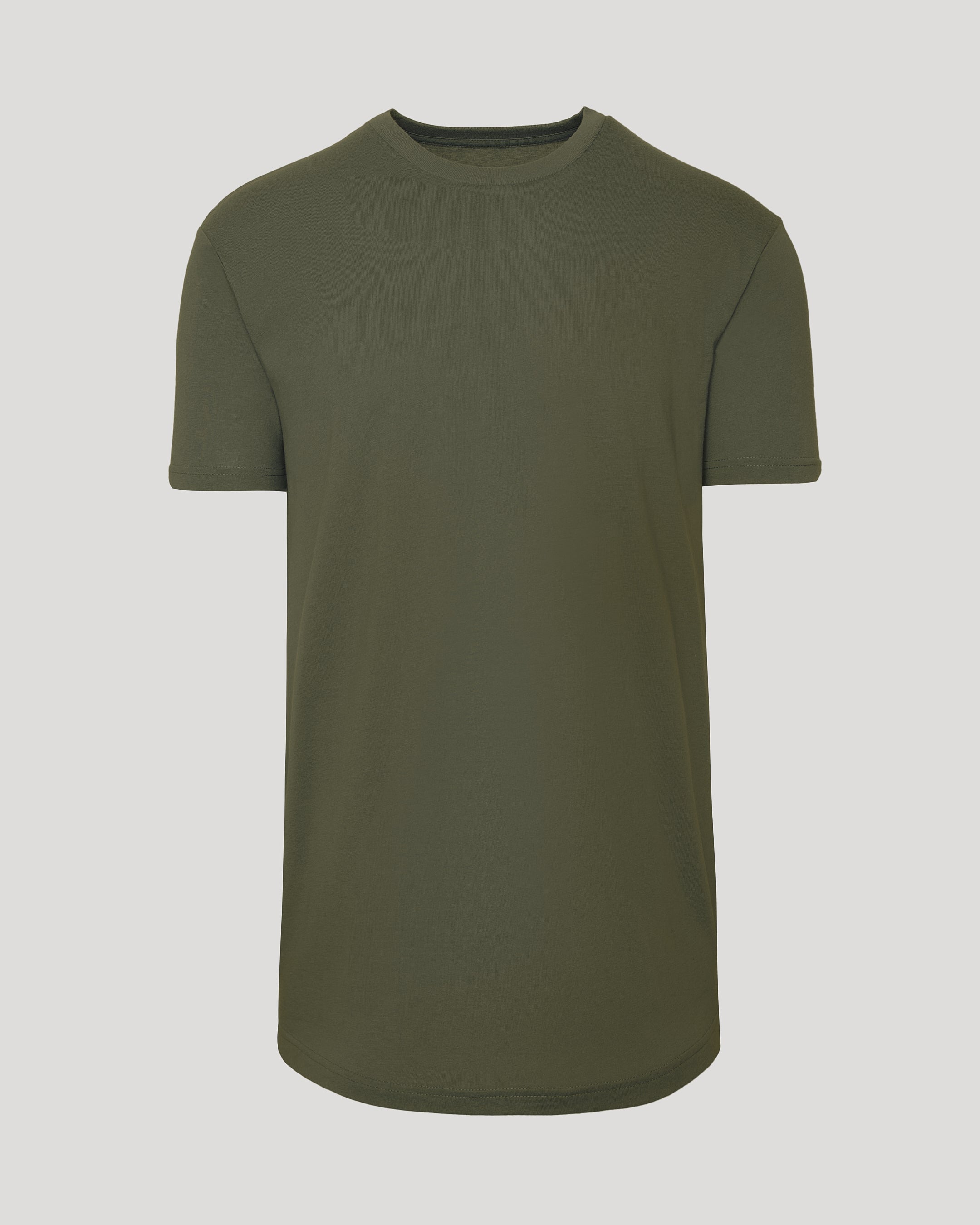 Military Green Short Sleeve Tall Curved Hem Crew-VibeCloset