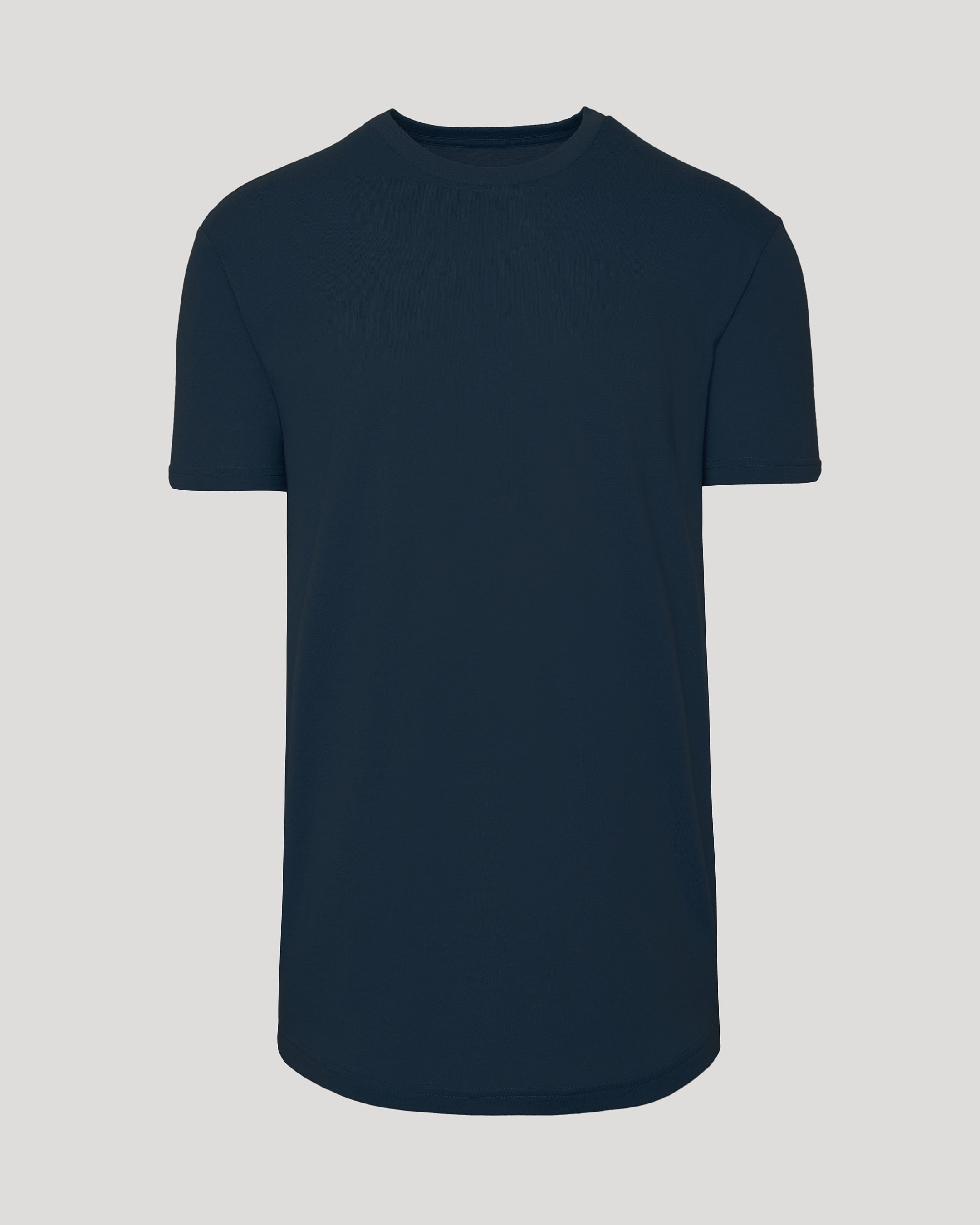 Navy Short Sleeve Tall Curved Hem Crew-VibeCloset