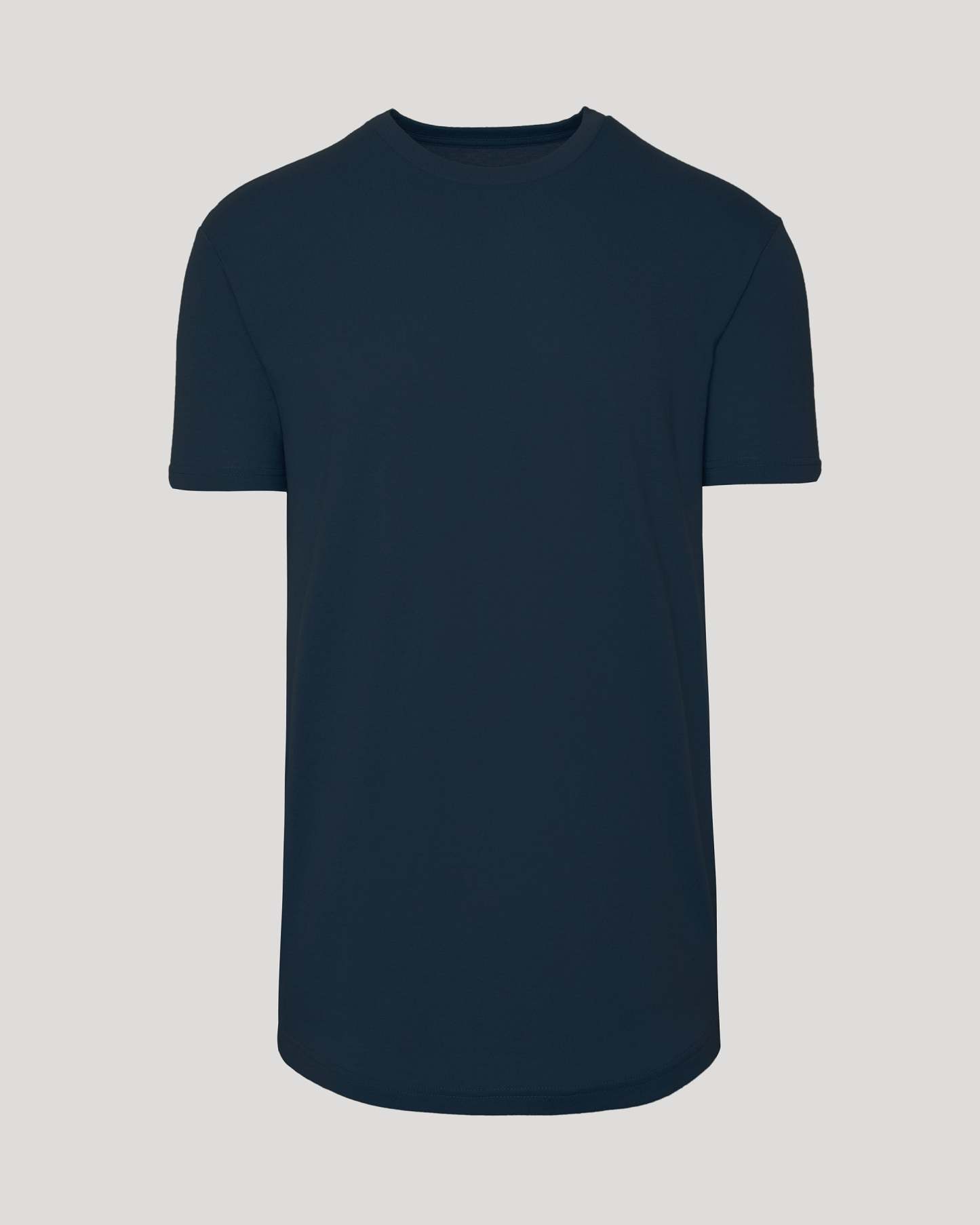 Navy Short Sleeve Tall Curved Hem Crew-VibeCloset