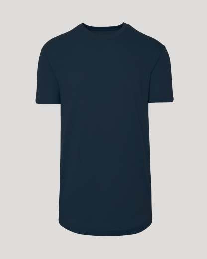 Navy Short Sleeve Tall Curved Hem Crew-VibeCloset
