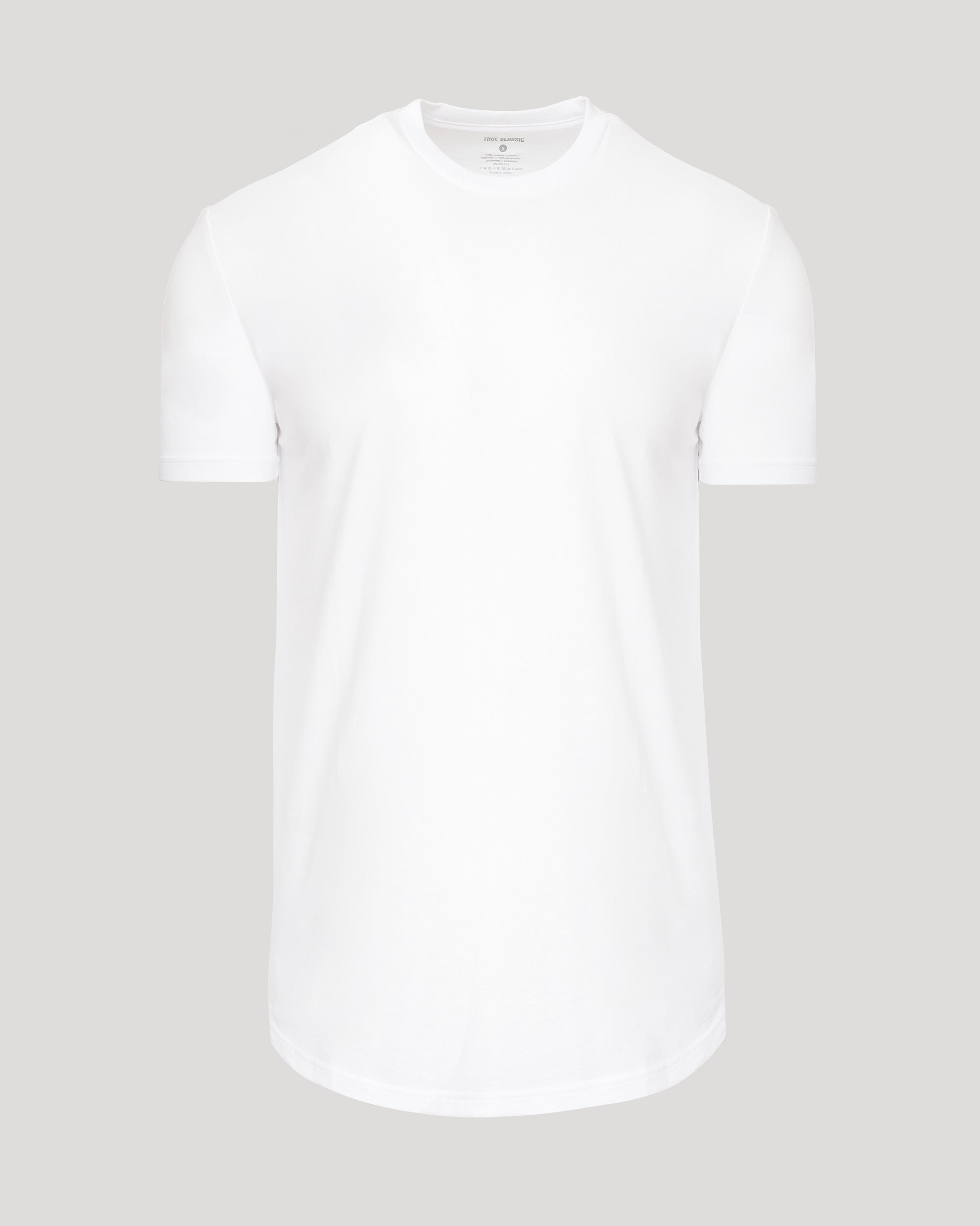 White Short Sleeve Tall Curved Hem Crew-VibeCloset