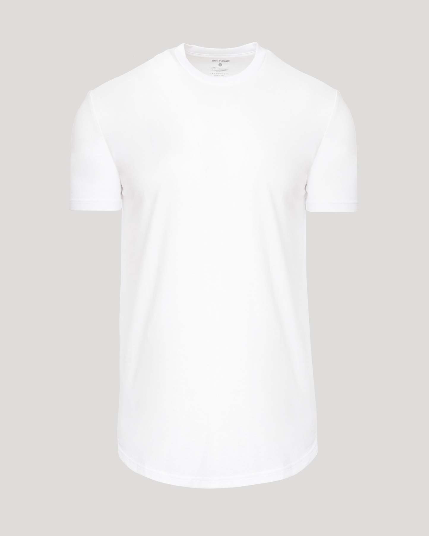 White Short Sleeve Tall Curved Hem Crew-VibeCloset