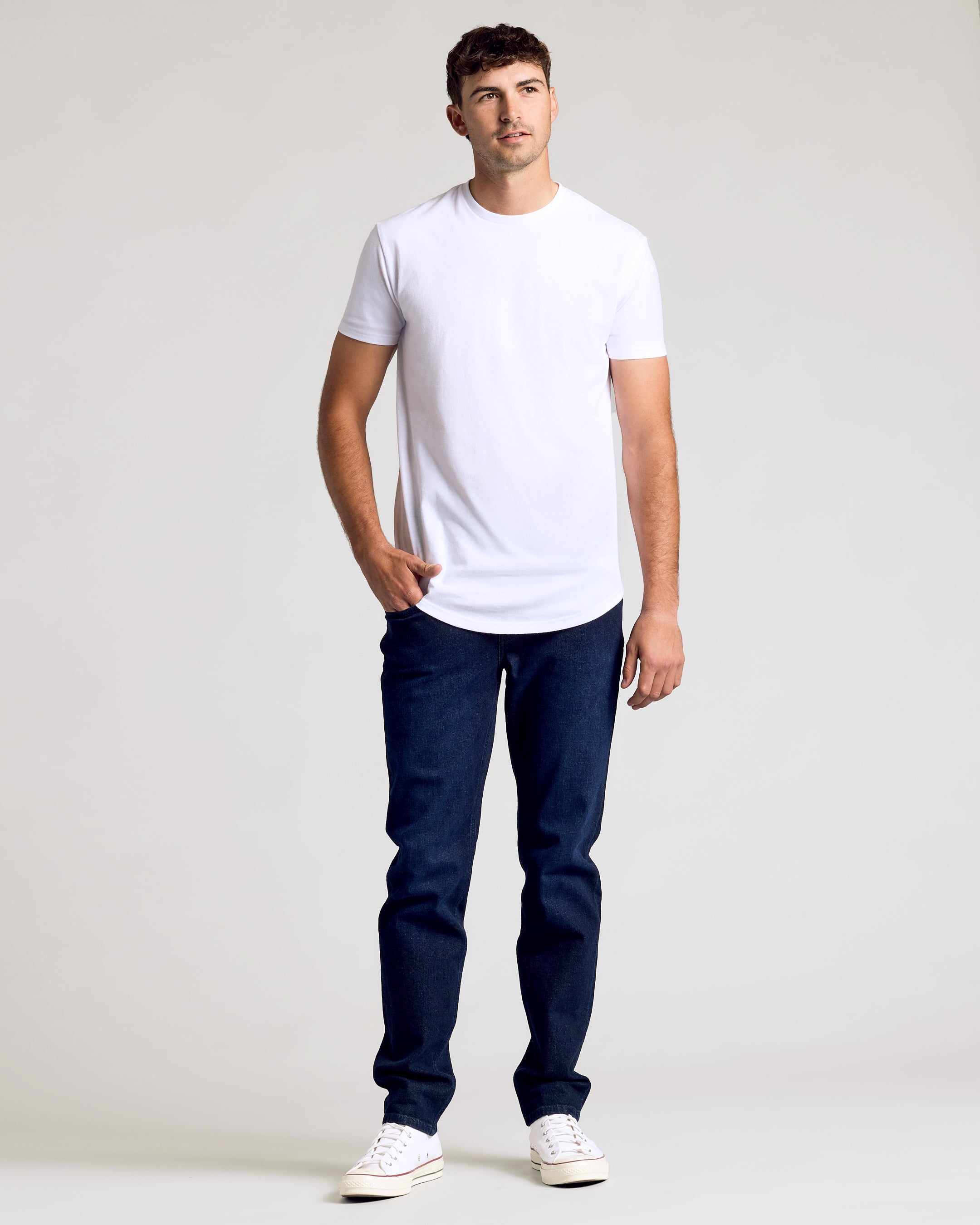 All White Short Sleeve Tall Curved Hem Crew 3-Pack-VibeCloset