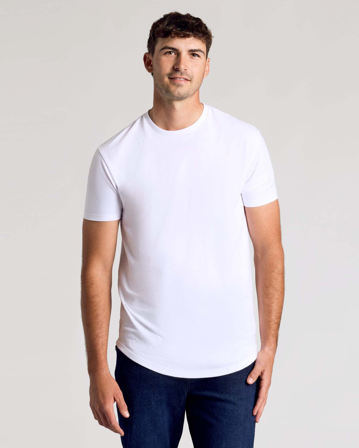 All White Short Sleeve Tall Curved Hem Crew 3-Pack-VibeCloset