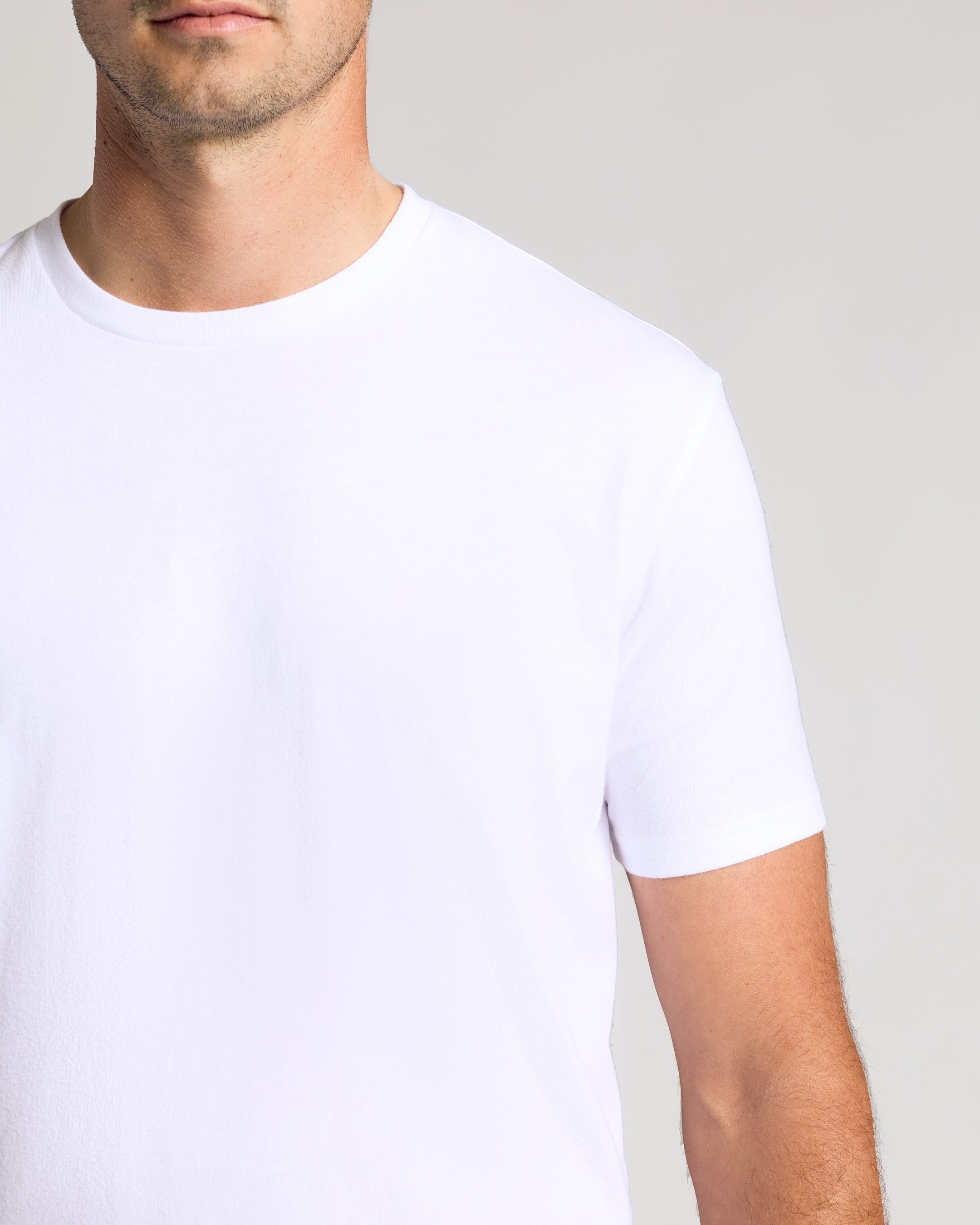 All White Short Sleeve Tall Curved Hem Crew 3-Pack-VibeCloset