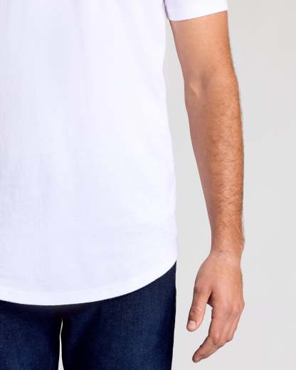 White Short Sleeve Tall Curved Hem Crew-VibeCloset