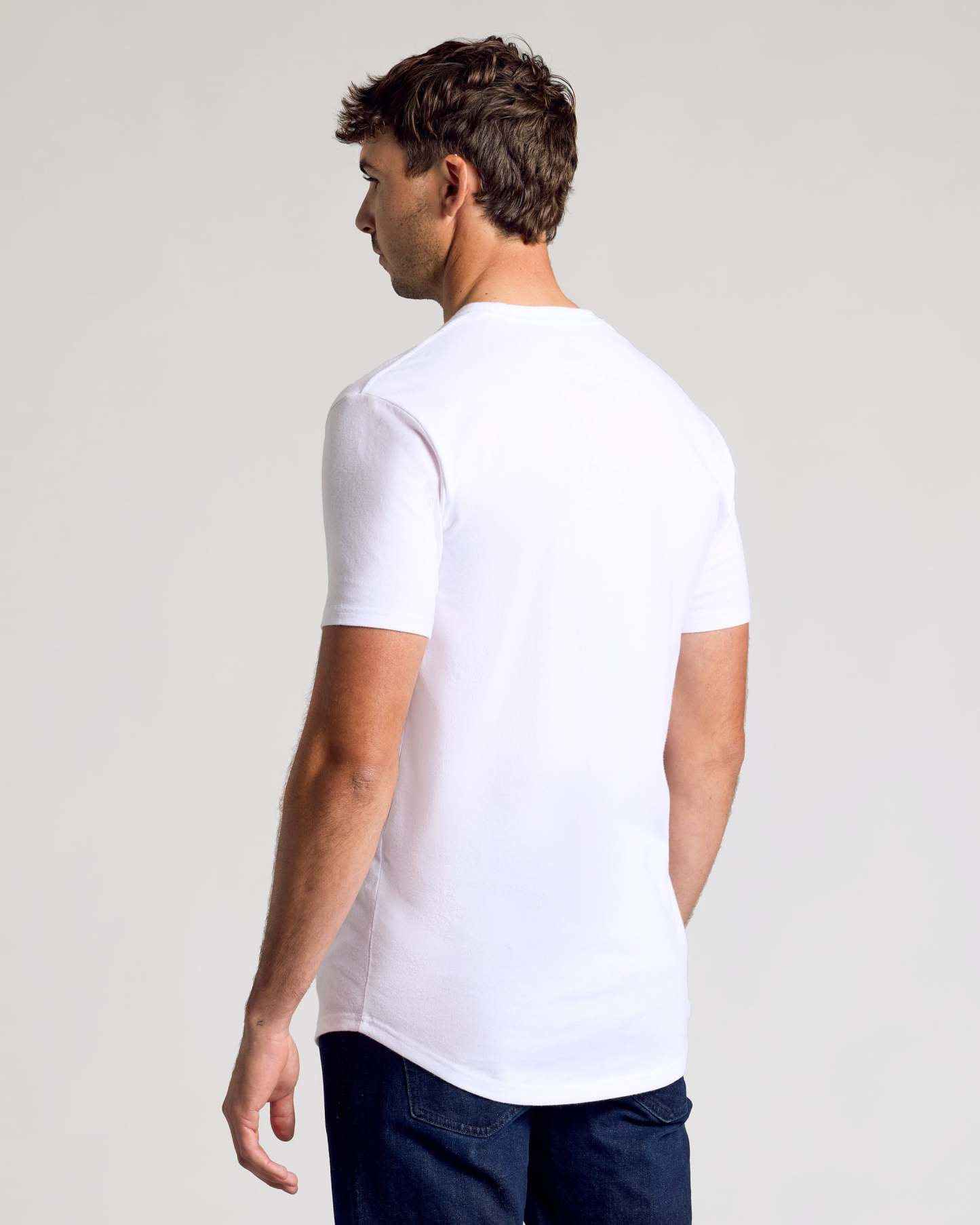 All White Short Sleeve Tall Curved Hem Crew 3-Pack-VibeCloset