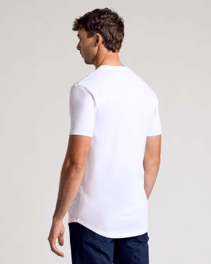 All White Short Sleeve Tall Curved Hem Crew 3-Pack-VibeCloset