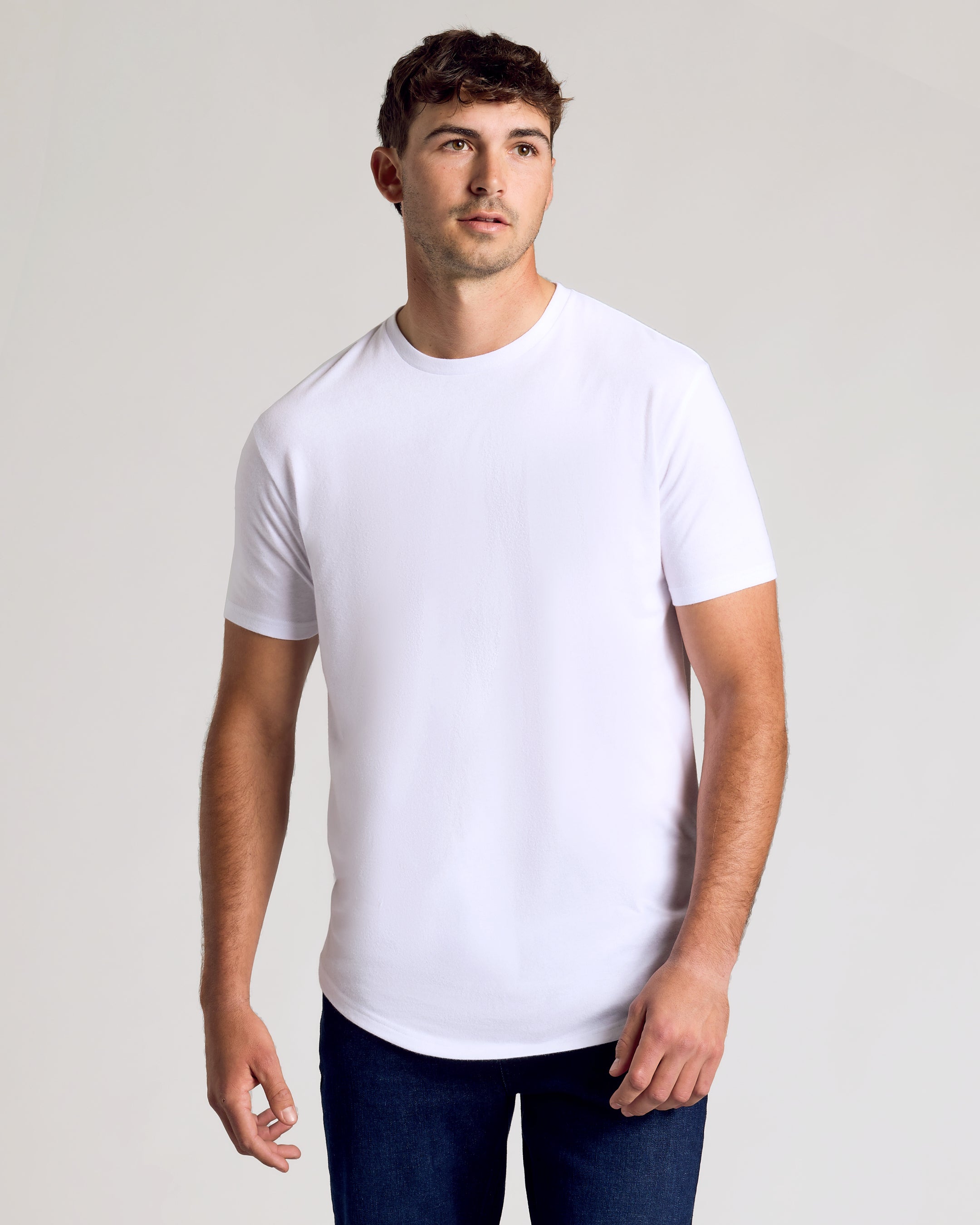 All White Short Sleeve Tall Curved Hem Crew 3-Pack-VibeCloset